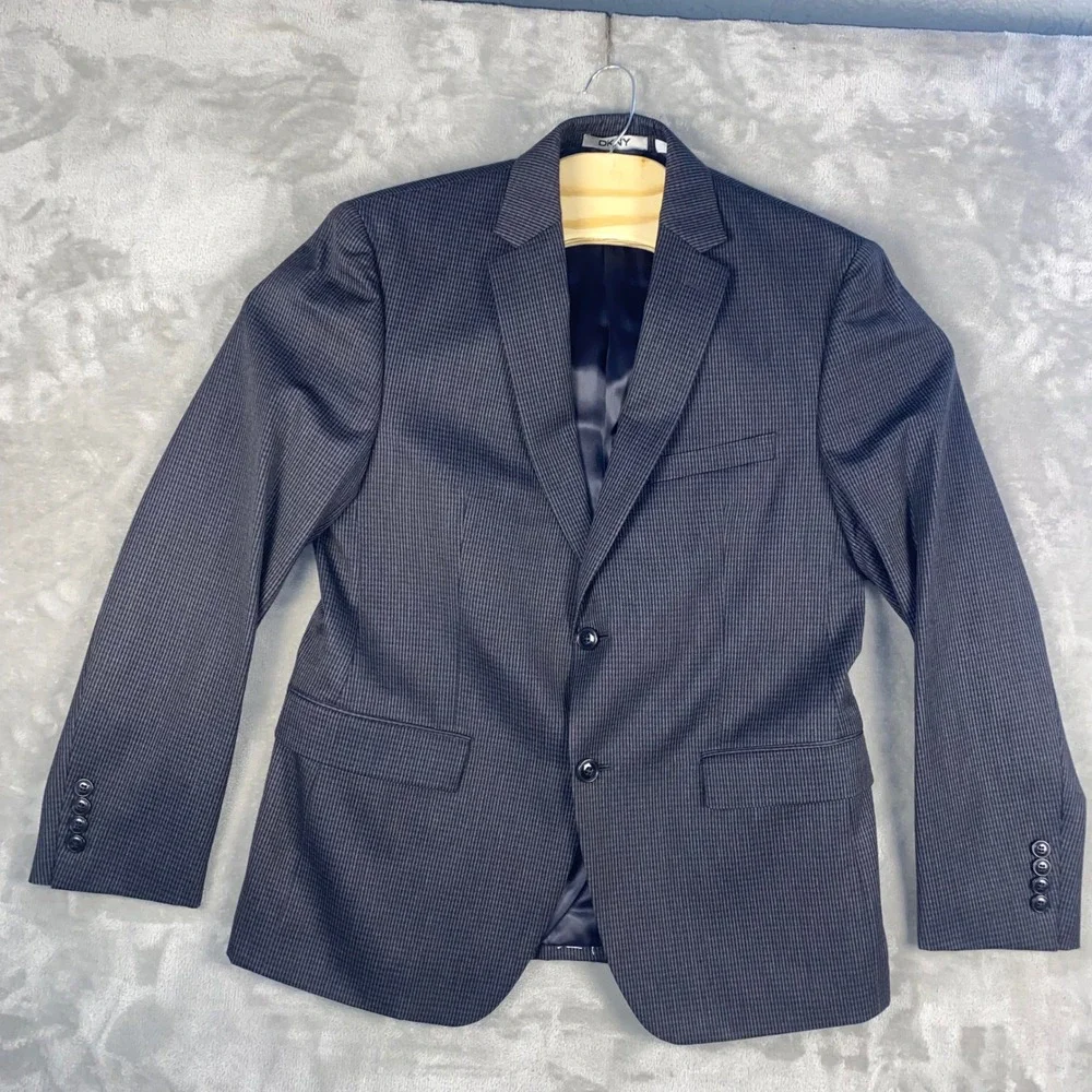 DKNY Mens 40S Charcoal Pinstripe Wool Blend Suit Jacket Blazer